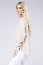 Load image into Gallery viewer, Double Gauze Oversized 3/4 Button Henley Neck Top
