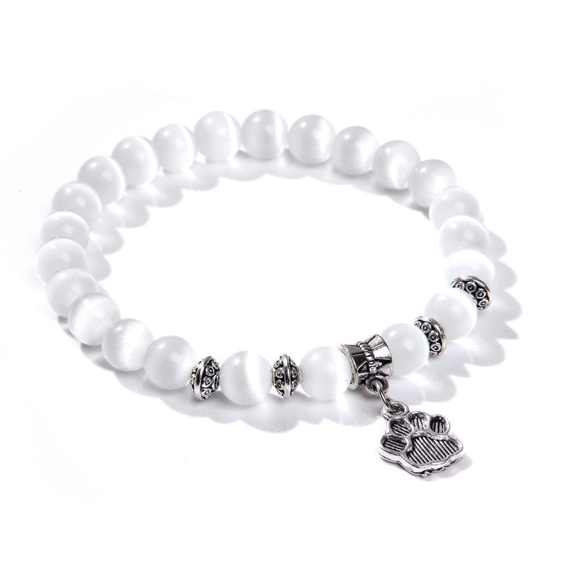 Lovely White Beads Charm Bracelet