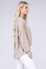 Load image into Gallery viewer, Double Gauze Oversized 3/4 Button Henley Neck Top
