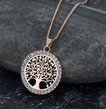 Load image into Gallery viewer, Tree of Life Pendant With Cubic Zirconia
