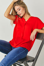 Load image into Gallery viewer, V-Neck Dolman Sleeve Solid Basic Top
