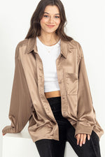 Load image into Gallery viewer, Completely Charmed Oversized Satin shirt
