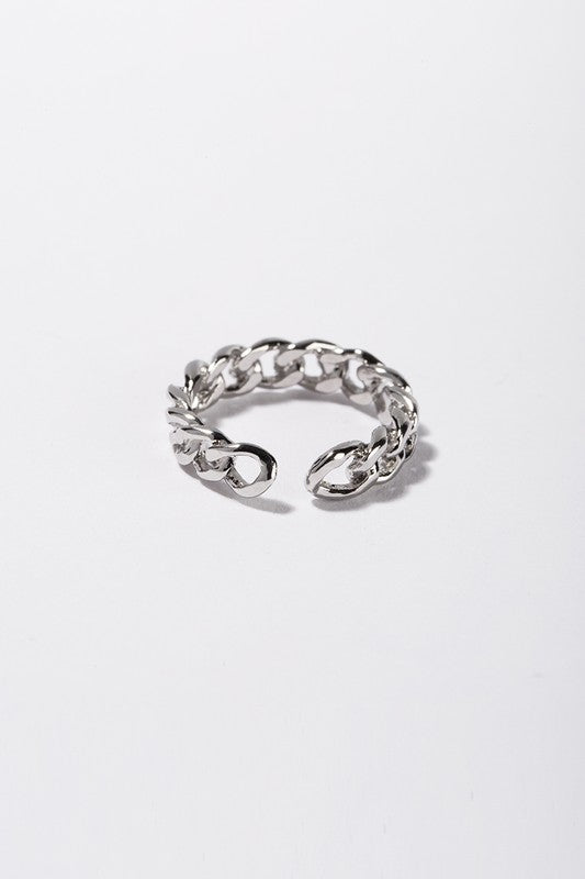 Daisy Woven Chain Adjustable Silver Ring