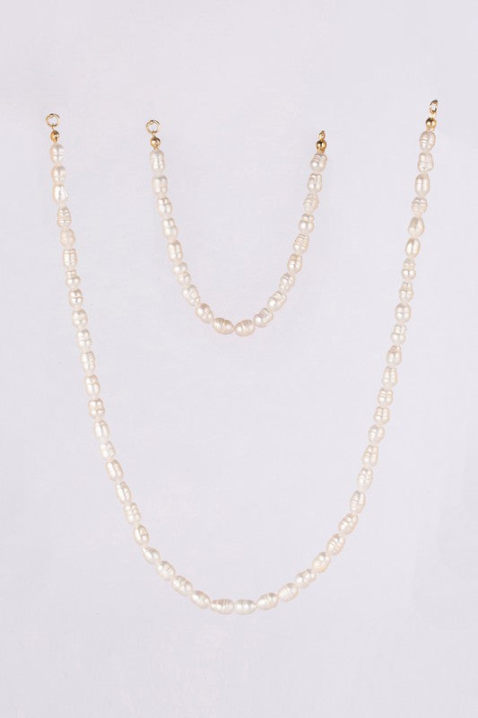 Maia Natural Pearl Bracelet and Necklace Set