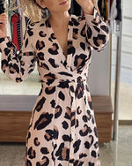 Load image into Gallery viewer, Leopard Print Long Sleeves Dress
