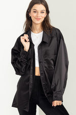 Load image into Gallery viewer, Completely Charmed Oversized Satin shirt
