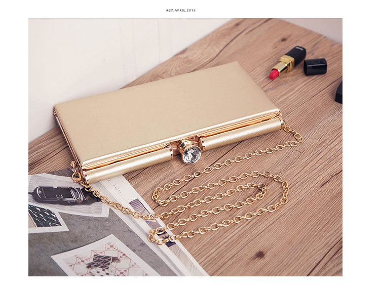 Adele Chain Handle Leather Clutch