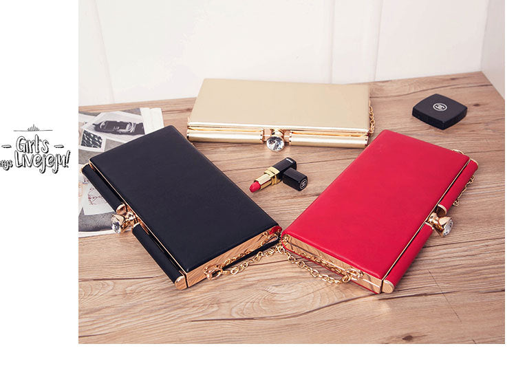 Adele Chain Handle Leather Clutch