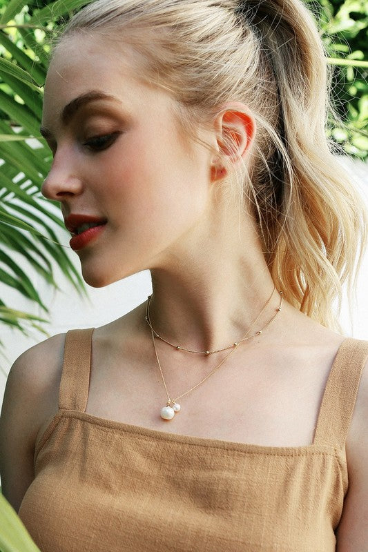 Nylah Pearl Pendant Gold Layered Necklace