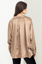 Load image into Gallery viewer, Completely Charmed Oversized Satin shirt
