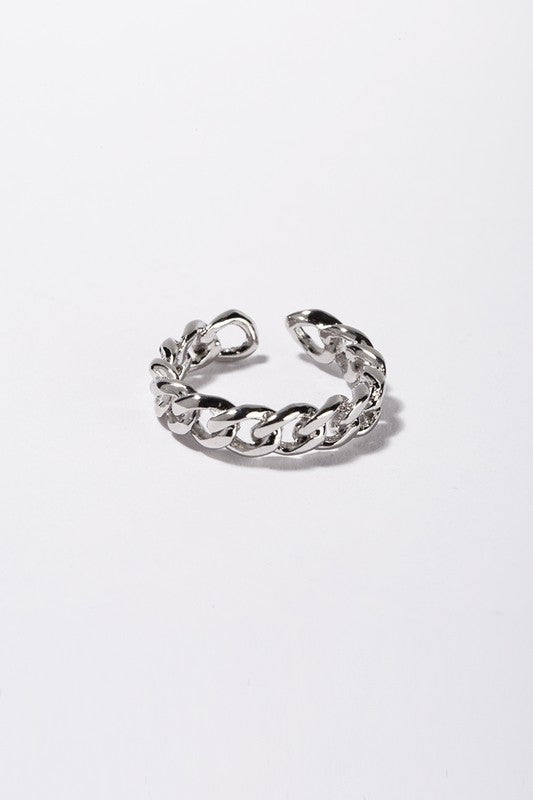 Daisy Woven Chain Adjustable Silver Ring