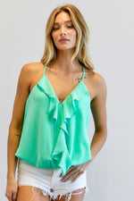 Load image into Gallery viewer, Solid V-Neck Sleeveless Ruffle Top
