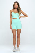 Load image into Gallery viewer, 2 Piece Sleeveless Crop Tank Top and Biker Shorts Set
