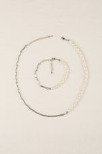 Load image into Gallery viewer, Nola Silver Chain Pearl Bracelet and Necklace Set
