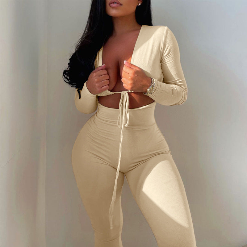 Long-sleeved Skinny Jumpsuit