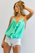 Load image into Gallery viewer, Solid V-Neck Sleeveless Ruffle Top
