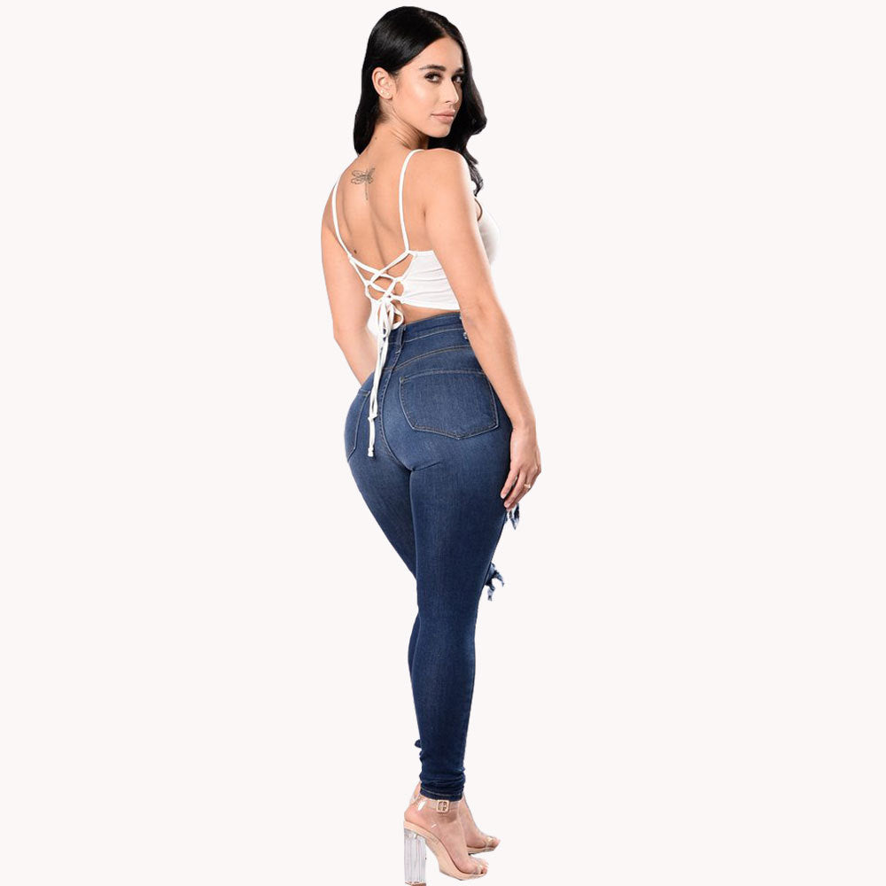 Carolina Distressed Dark Blue Jeans