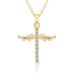 Load image into Gallery viewer, Simple Cross Diamond Angel Wings Pendant
