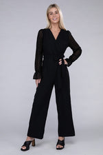 Load image into Gallery viewer, Sheer sleeve and Wide leg Jumpsuit
