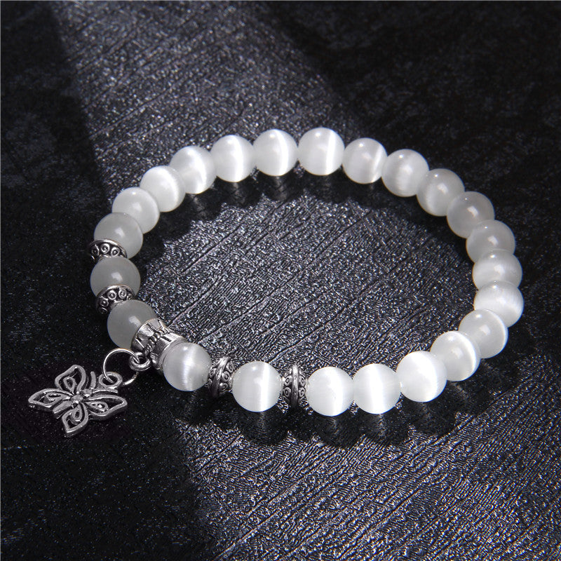 Lovely White Beads Charm Bracelet