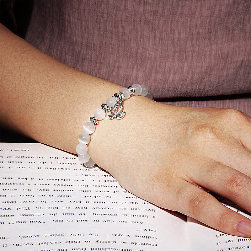 Lovely White Beads Charm Bracelet