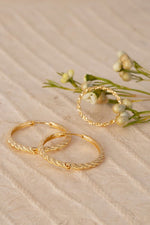 Load image into Gallery viewer, Talia Gold Twist Ring and Hoop Earring Set
