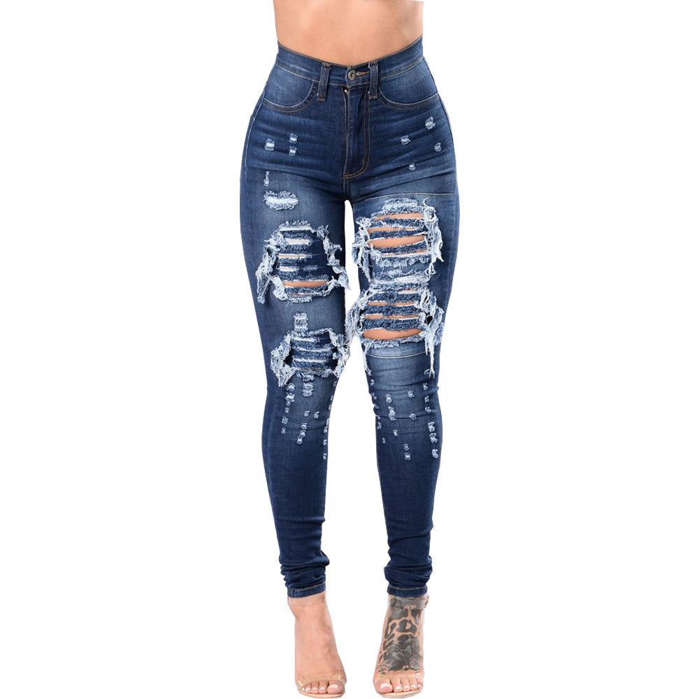 Carolina Distressed Dark Blue Jeans