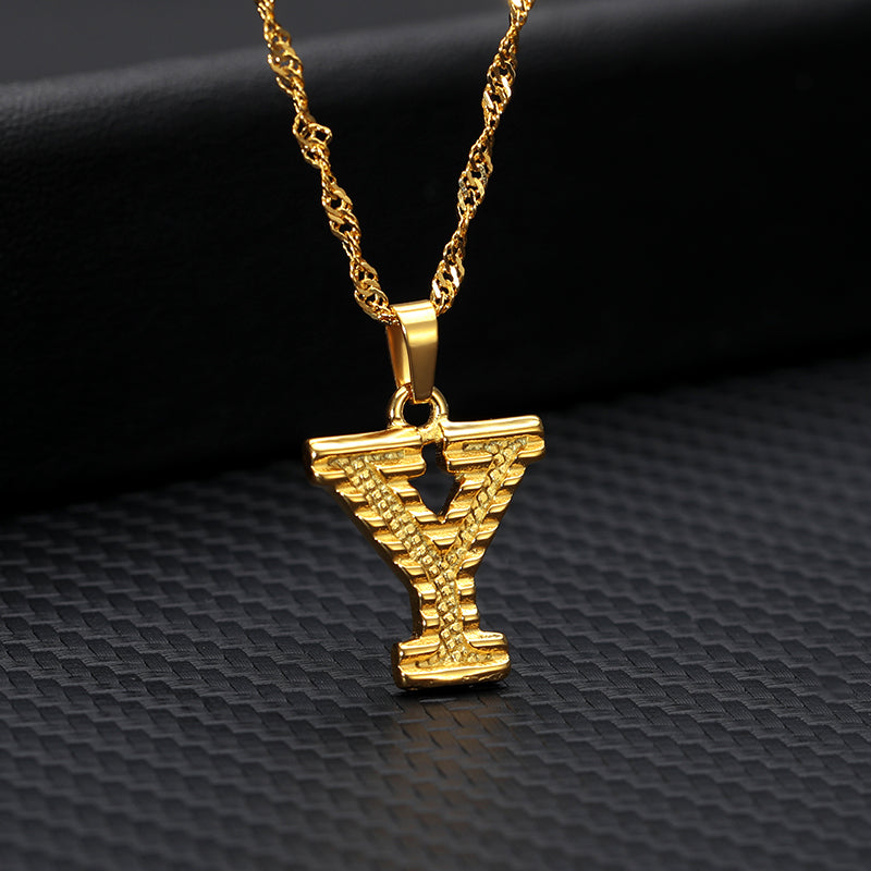 Initial Letters Gold-Plated Pendant Necklace