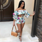 Load image into Gallery viewer, Floral Pile Sleeves Two-piece Shorts Set
