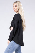 Load image into Gallery viewer, Double Gauze Oversized 3/4 Button Henley Neck Top
