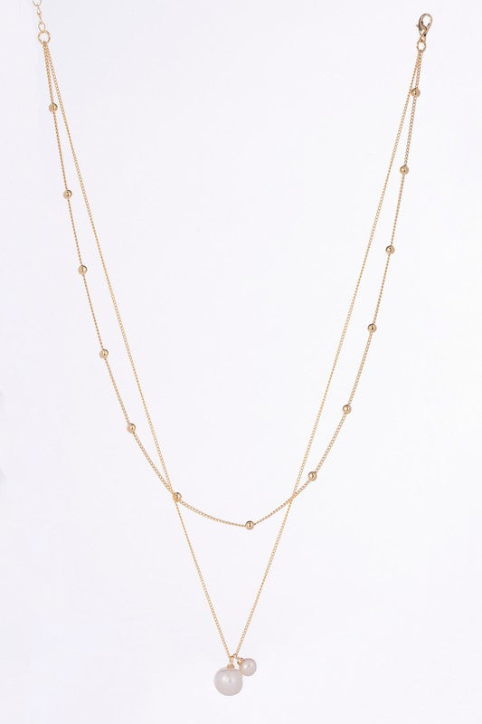 Nylah Pearl Pendant Gold Layered Necklace