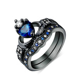 Load image into Gallery viewer, Crown Love Sapphire Dark Ring
