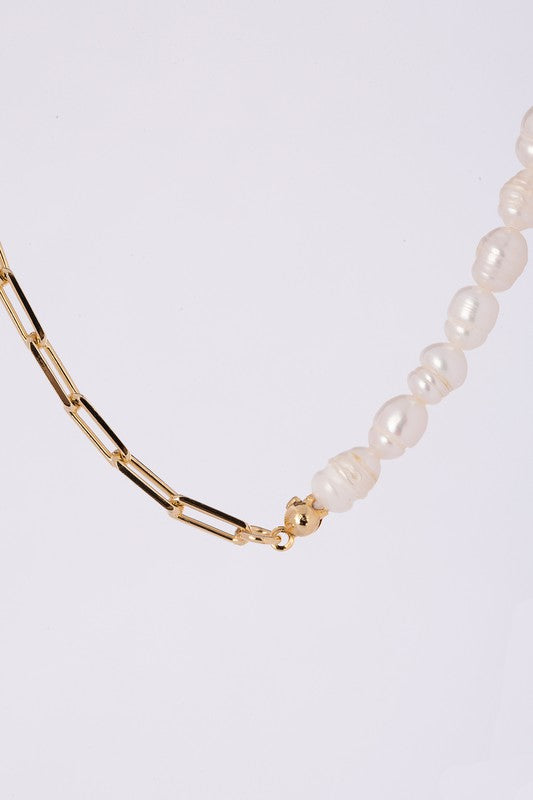 Nola Gold Chain Pearl Bracelet and Necklace Set