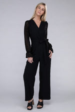 Load image into Gallery viewer, Sheer sleeve and Wide leg Jumpsuit
