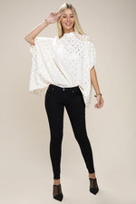 Load image into Gallery viewer, Batwing sleeve mock neck blouse
