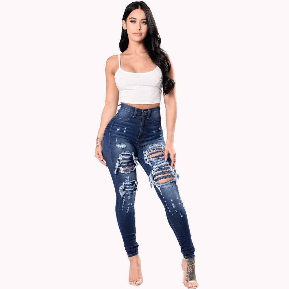 Carolina Distressed Dark Blue Jeans