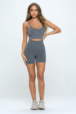 Load image into Gallery viewer, 2 Piece Sleeveless Crop Tank Top and Biker Shorts Set
