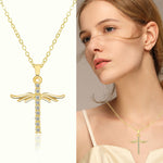 Load image into Gallery viewer, Simple Cross Diamond Angel Wings Pendant
