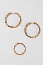 Load image into Gallery viewer, Talia Gold Twist Ring and Hoop Earring Set
