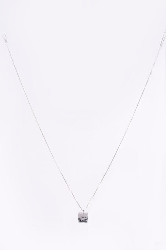 Rhea Silver Twisted Ring and Square Pendant Necklace Set