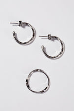 Load image into Gallery viewer, Saige Silver Ripple Ring and Earring Set
