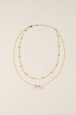 Load image into Gallery viewer, Nylah Pearl Pendant Gold Layered Necklace
