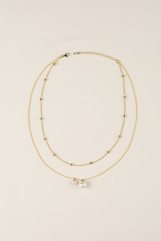 Nylah Pearl Pendant Gold Layered Necklace