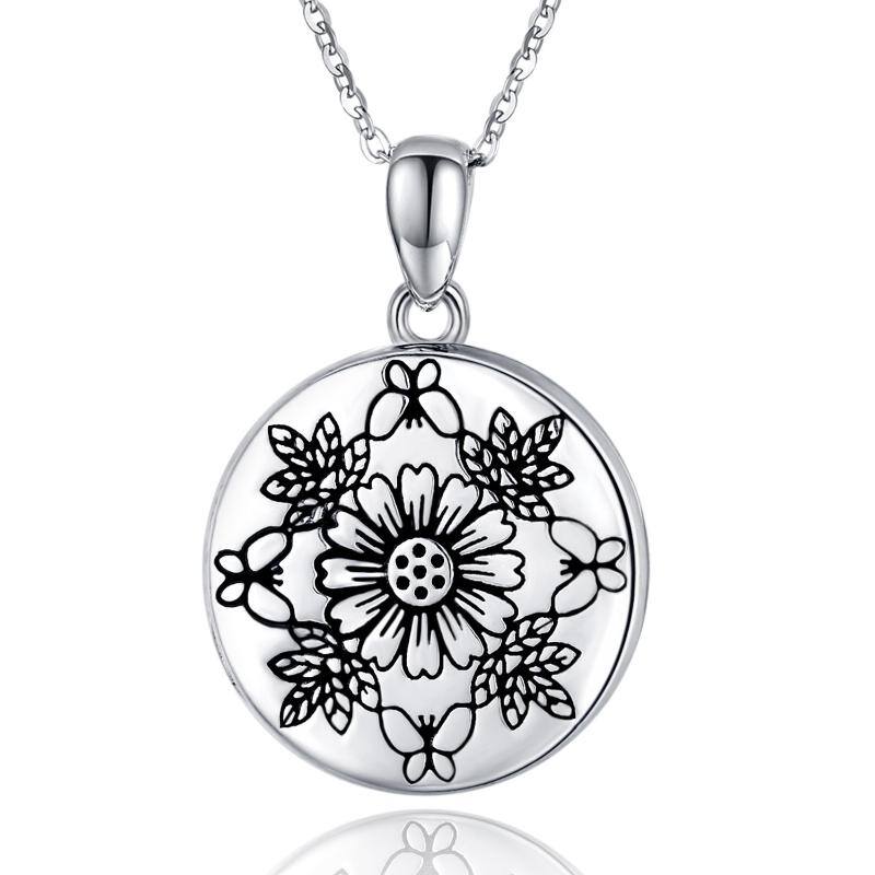 Silver Celtic Tree of Life Sunflower  Necklace