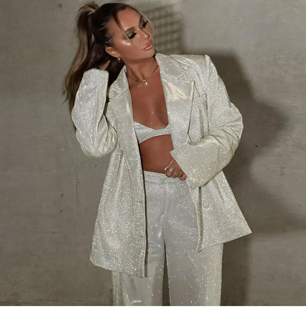 Natalie Shiny Glittery Pant Suit and Jacket