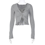 Load image into Gallery viewer, Josephine Long Sleeve Love Button Crop Top
