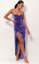 Load image into Gallery viewer, Jolie High Slit Lace-up Velvet Dress
