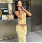 Load image into Gallery viewer, Genesis Yellow Two-Piece Skirt Set
