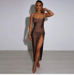 Load image into Gallery viewer, Paisley High Waist Split Satin Midi Dress
