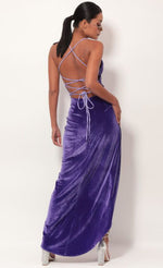 Load image into Gallery viewer, Jolie High Slit Lace-up Velvet Dress
